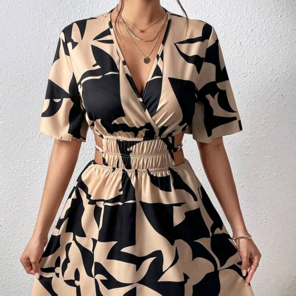 Women's Hollow-Out A-Line Mini Dress, Vacation Style - Picture 2 of 6